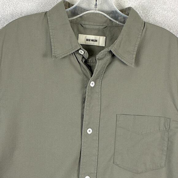 Buck Mason Shirt Mens L Draped Twill One Pocket Gray Preppy Classic Huckberry - Picture 2 of 8